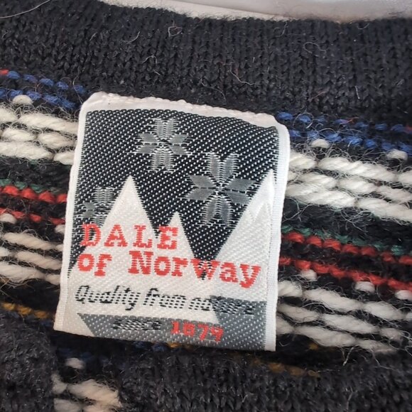 Dale of Norway 1/4 Clasp Norway Nordic L Wool Sweater Long Black Multi Fair Isle - Picture 3 of 16